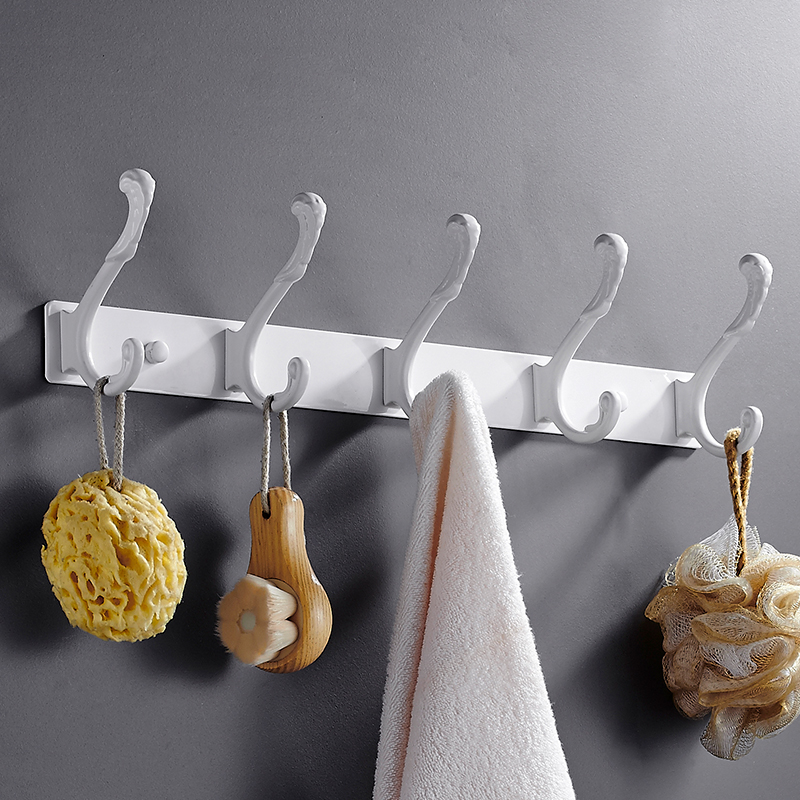 白色衣服挂钩壁挂墙壁挂衣钩毛巾挂钩衣钩美式排钩衣柜挂钩免打孔