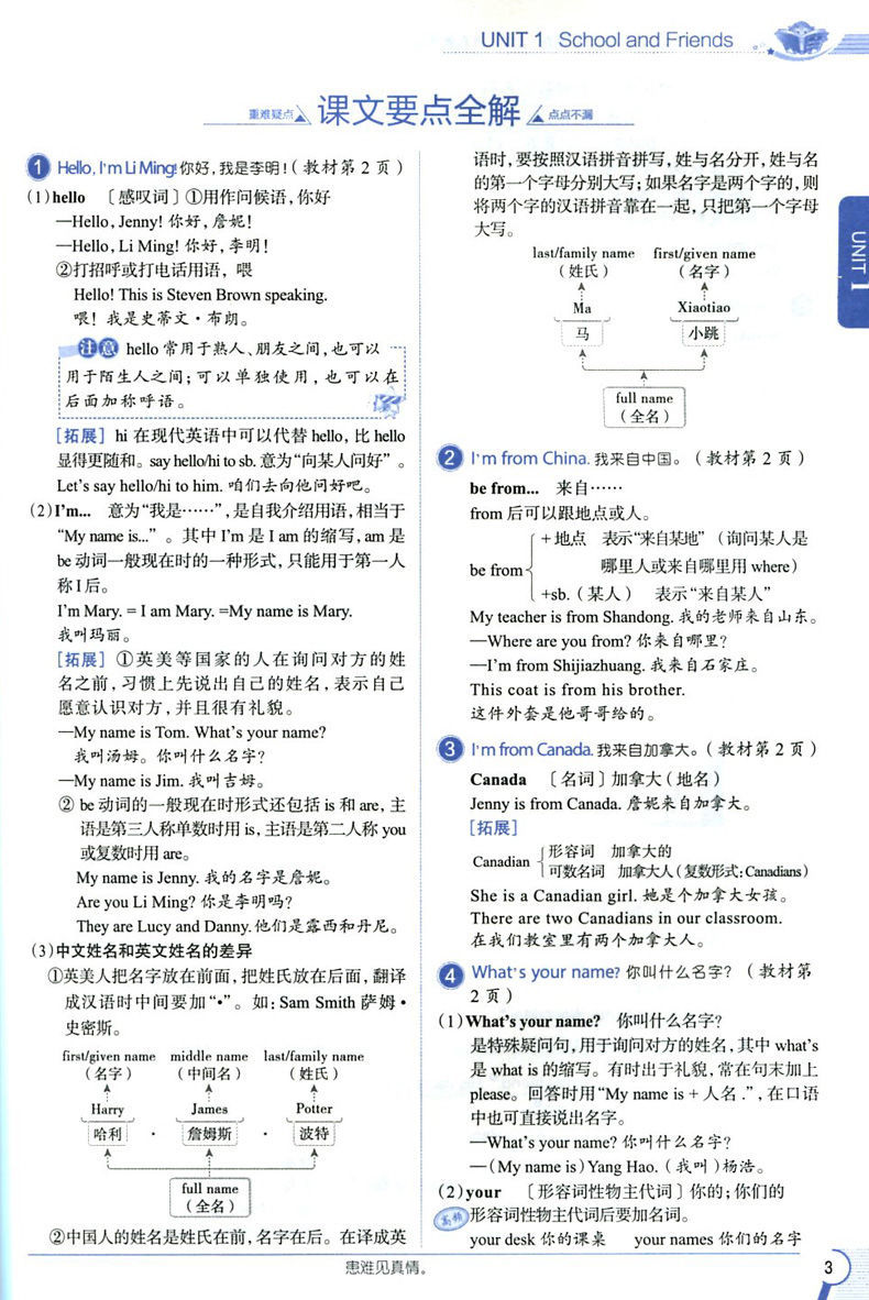 初中教材全解七年級上冊英語冀教版人教版初一英語學習資料輔導書七