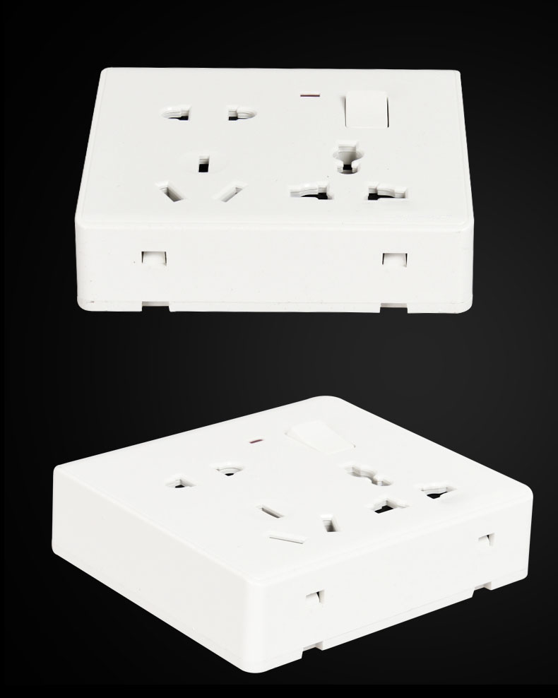 墙式明装多孔面板带开关一开八孔五孔8孔5孔插座16a安墙壁空调