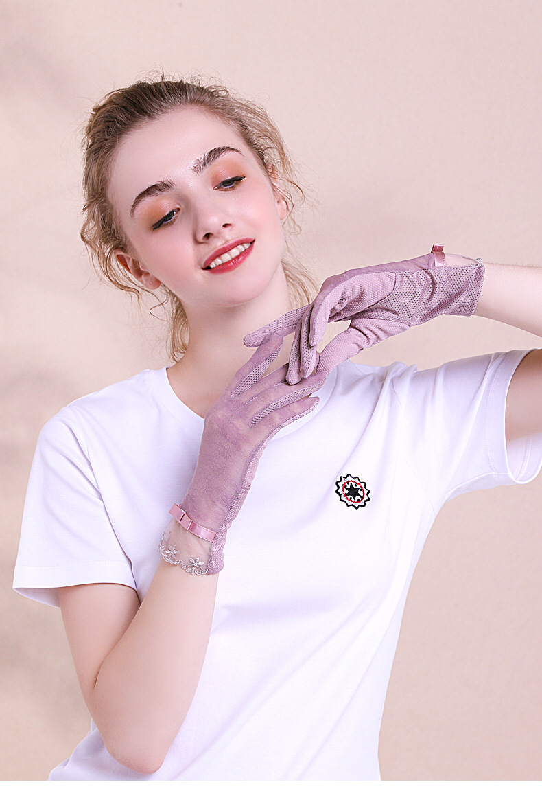 夏季驾驶触屏防晒手套女气质知性大方蕾丝短款分指手套透气轻薄舒适