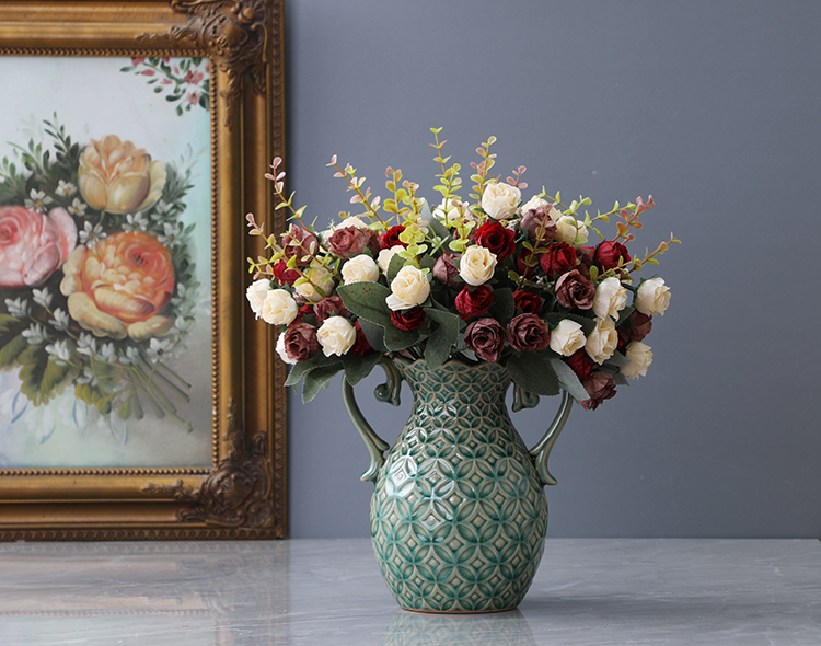 美式陶瓷花瓶客厅桌面插花艺花器艺术创意欧式玄关电视柜装饰摆件feng
