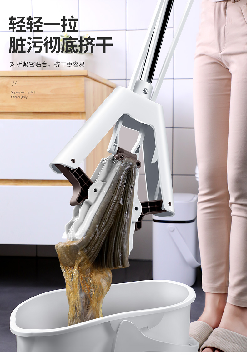 海绵拖把家用吸水胶棉拖布对折式挤水免手洗海棉头一拖干湿两用净