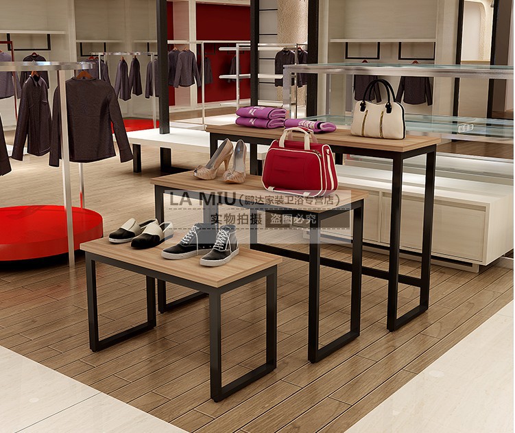 实物展示台中岛桌服装店高低台商场展示架包包鞋架流水台橱窗花店铁艺
