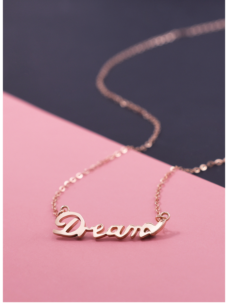 ryual18k金项链玫瑰金女士吊坠套链彩金dreamd锁骨项链 黄金计价款送