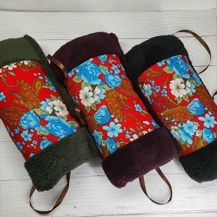 《乌镇蓝印花布 东北大花手捂子怀旧老款暖手筒 保暖手套午睡枕插手