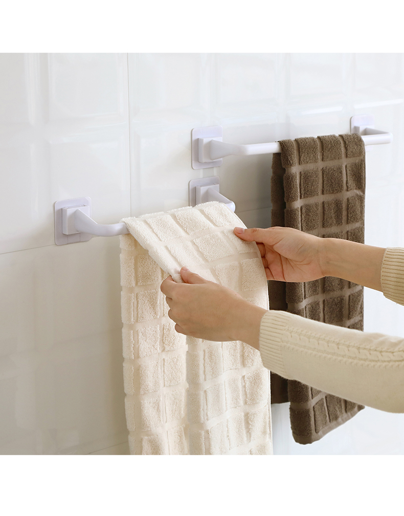 新款免打孔毛巾架卫生间置物架浴室厕所挂毛巾杆吸盘挂钩厨房抹布挂架