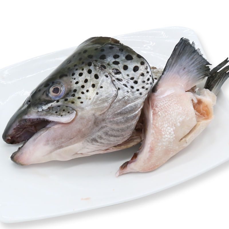 虹鳟三文鱼头鱼头新鲜超大冰鲜海鲜水产鲜活烧烤炖汤食材鱼头当天现切