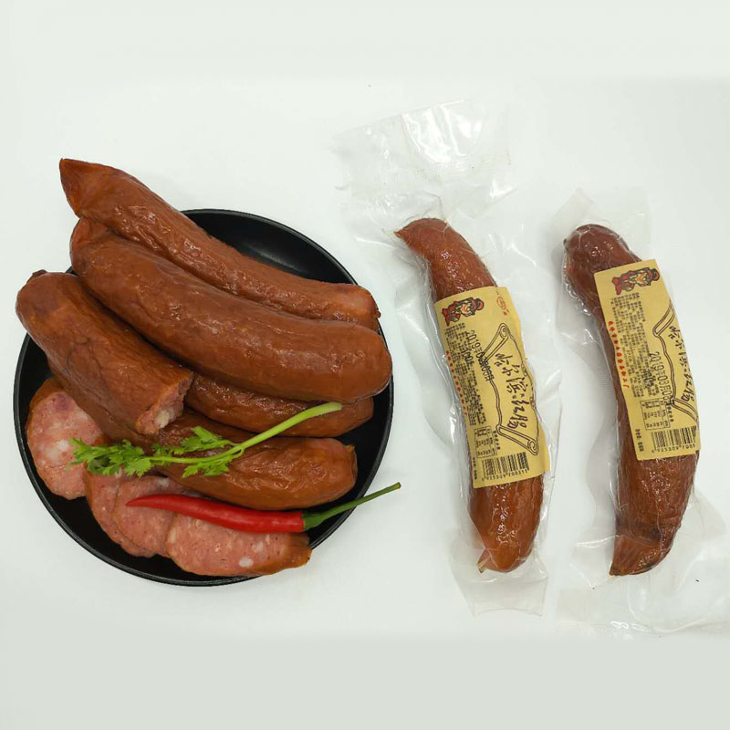 哈尔滨红肠蒜味双鹿手工香肠真空包装烤肠整箱100克x50支