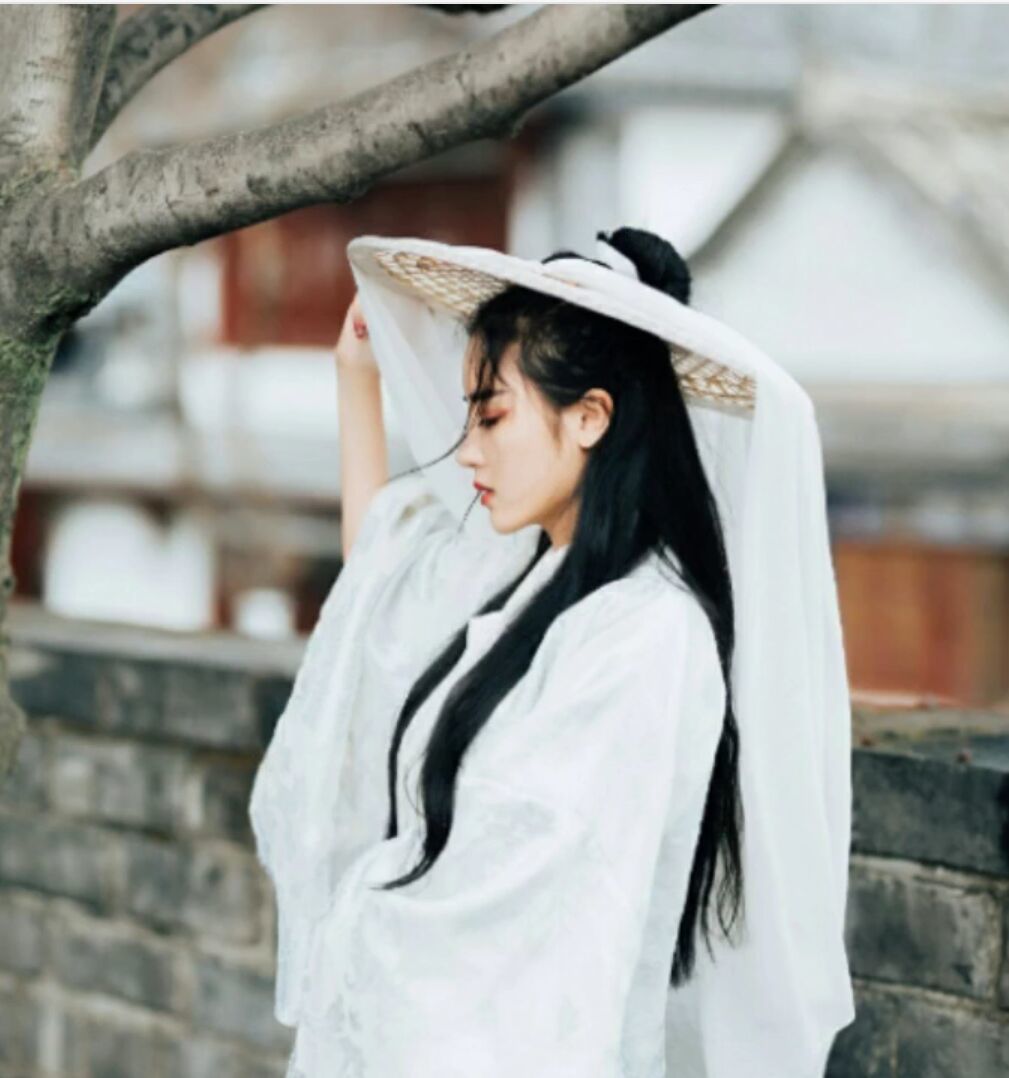 古风影视道具侠女斗笠影视写真斗笠幕离遮容防晒帽面纱cos谢怜 白色