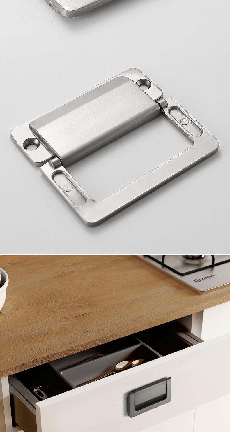 《柜门抽屉柜暗扣拉手隐形橱柜门把手明装简约免打孔平黑色五金拉手