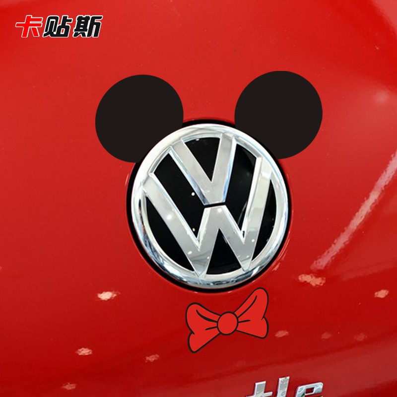 个性车贴搞笑创意大众车标贴新polo后尾标贴高尔夫改装车贴可爱jing