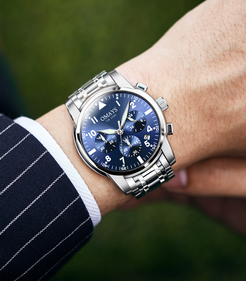 欧美时omays手表名牌多功能全自动手表男士2021款潮流时尚休闲夜光