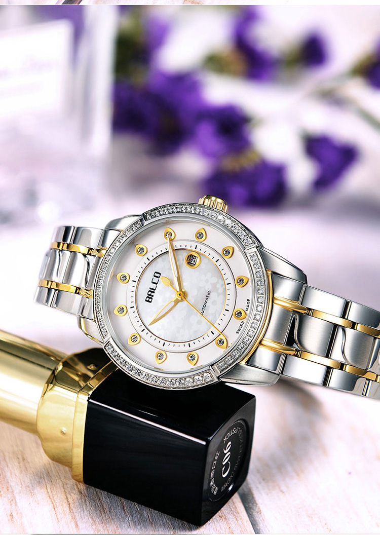 瑞士拜戈balco进口正品全自动机械钢带女士腕表3340am3287