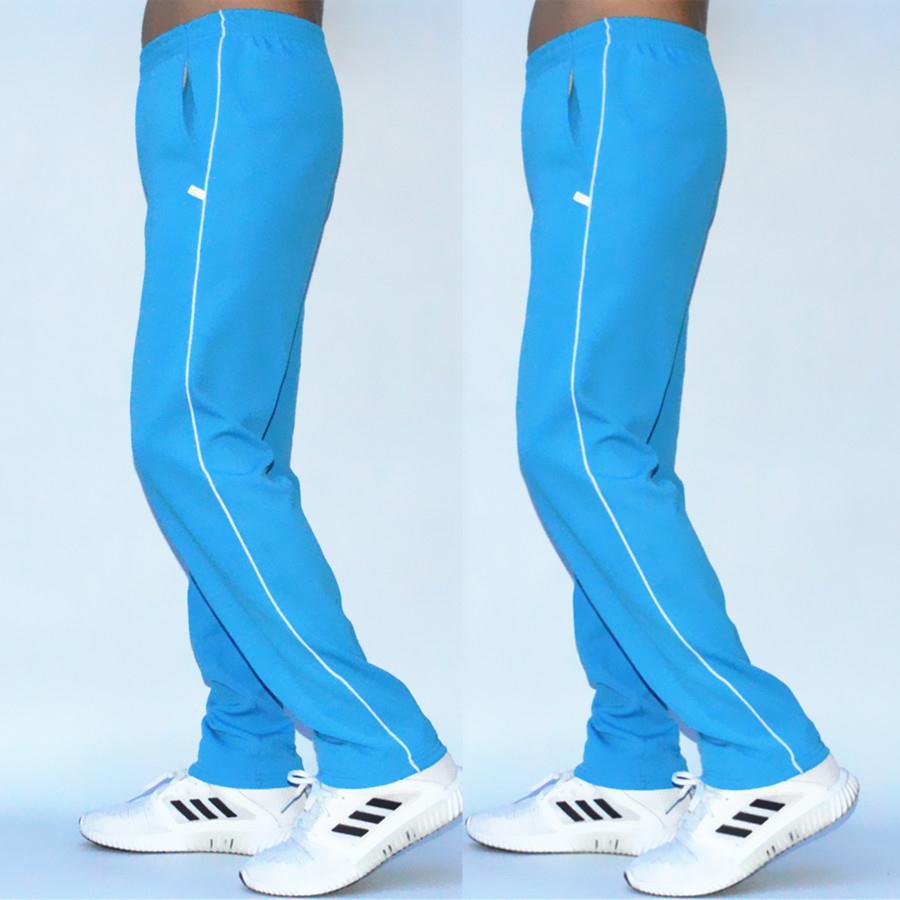 浅蓝色校服裤子天蓝色高中小学生男女运动裤直筒裤蓝色两道杠校裤