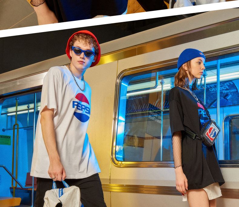 百事(pepsi)女士t恤 pepsi/百事 男女同款休闲时尚潮流宽松短款t恤 bs