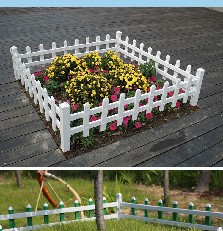 pvc塑钢绿色花园护栏草坪花坛围栏学校花池栅栏 户外园林防护栏杆 墨