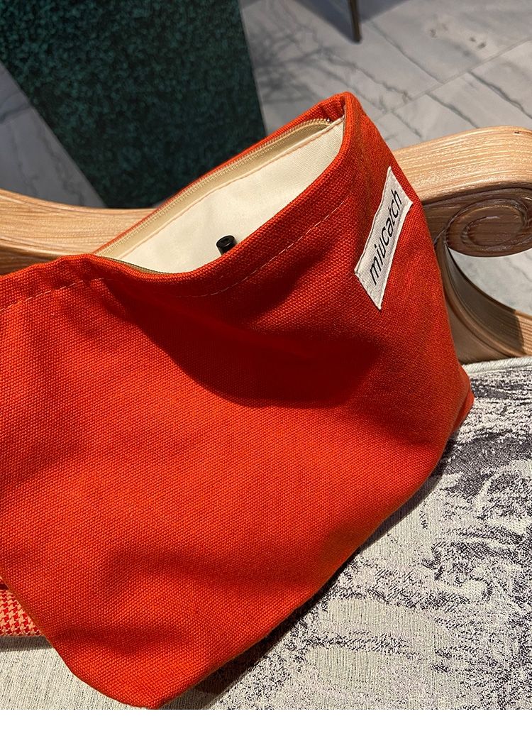 美摘本命年橘红大红色大容量化妆包帆布化妆品整理收纳袋