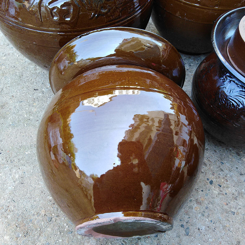 老式陶瓷泡菜坛子腌菜坛带盖土陶大号家用腐乳辣酱豆瓣酱坛子罐子磕碰