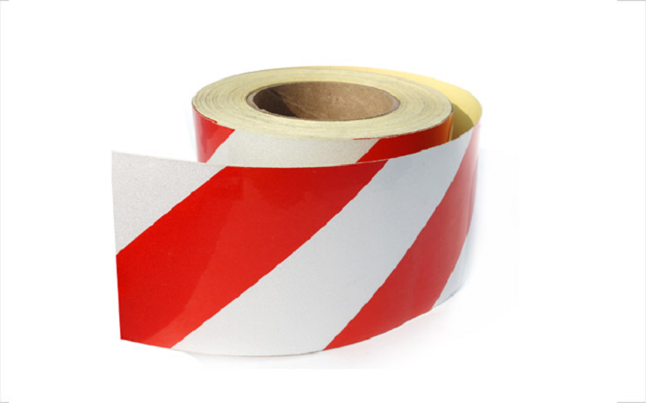 yw反光胶带反光标识警戒线墙贴地板贴标志反光膜警示胶带红白色5cm宽