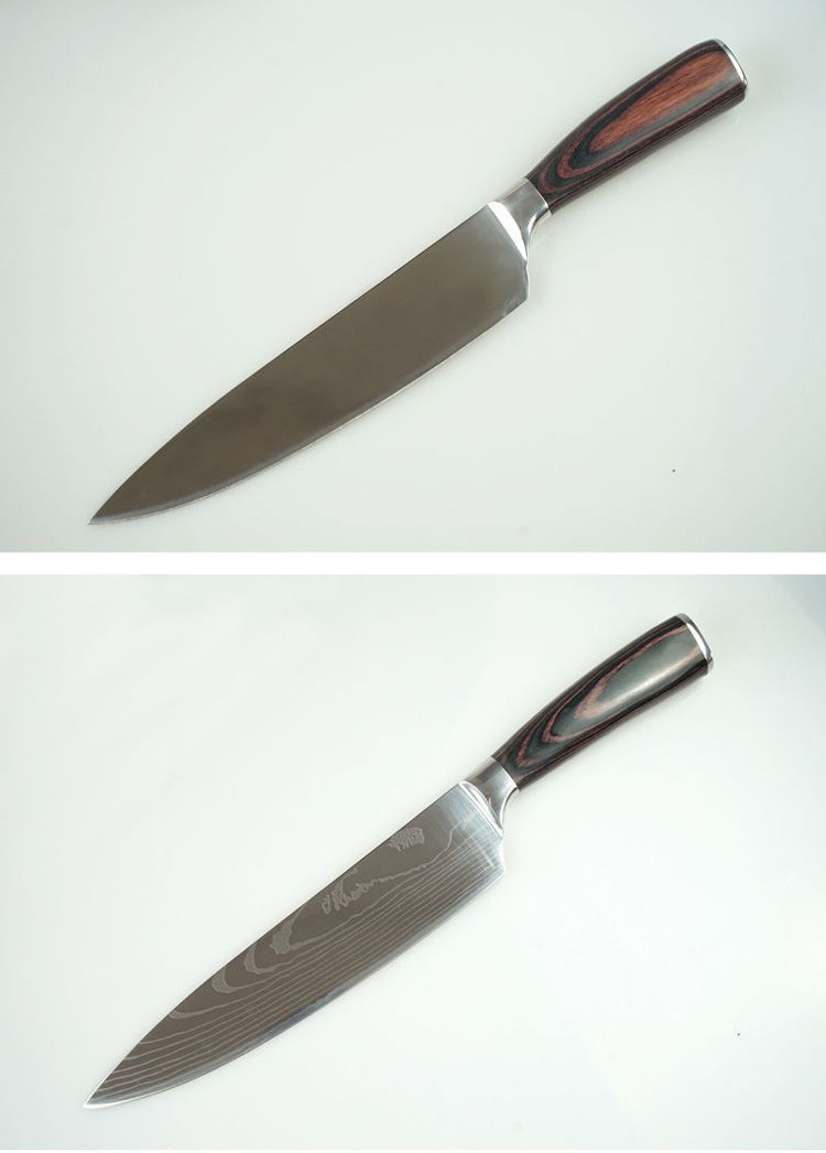 锤纹8寸厨师刀德国7铬钢8寸西式厨师刀西餐刀切肉刀鱼生刀料理寿司刀