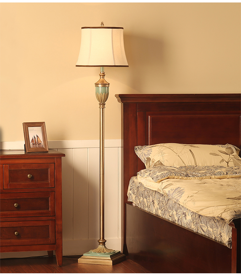现代简约落地灯美式客厅卧室床头欧式复古地中海乡村立式落地台灯6374