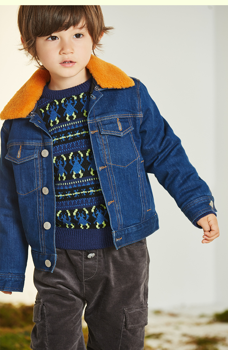 minipeace太平鸟童装男童茄克毛领秋冬装外套上衣新款潮童