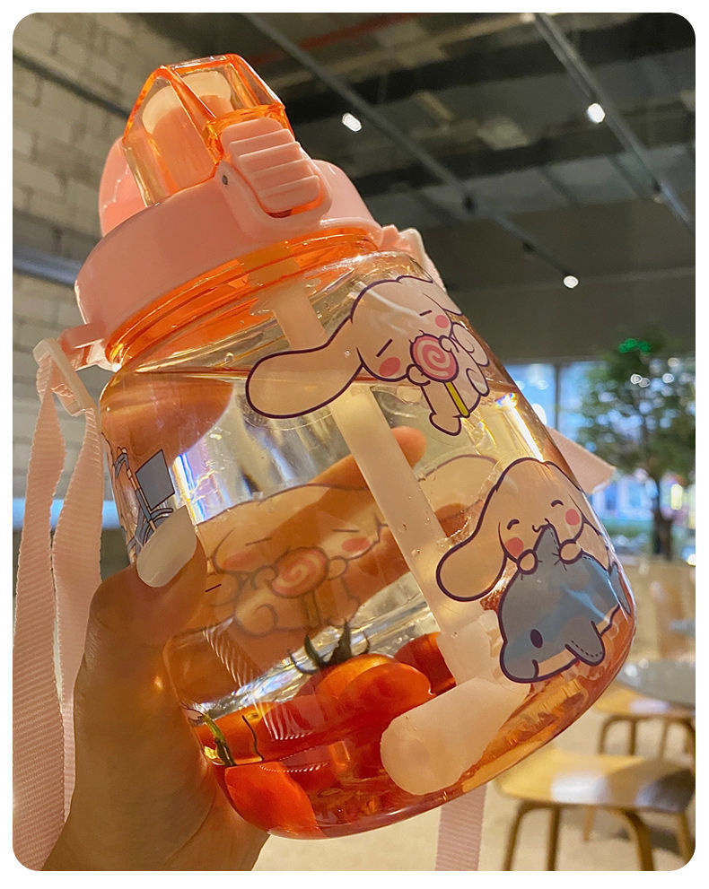 《灰色500ml 高颜值玉桂狗大肚杯夏天女生喝水杯大容量水瓶子防摔吸管