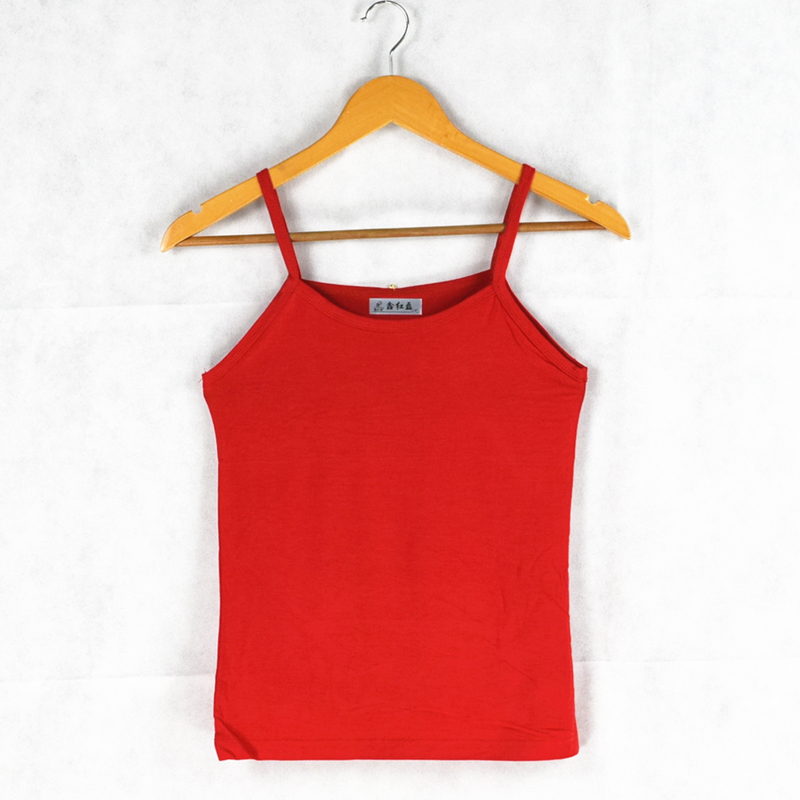宾如意背心吊带 女士大红色背心吊带本命年红色宽肩莱卡棉背心内衣内