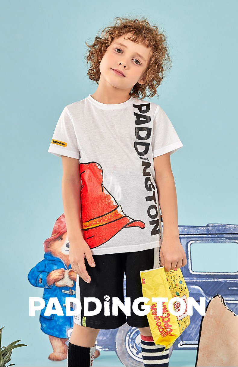 bear帕丁顿熊童装夏季儿童绅士帽印花圆领t恤【价格 图片 品牌 报价】