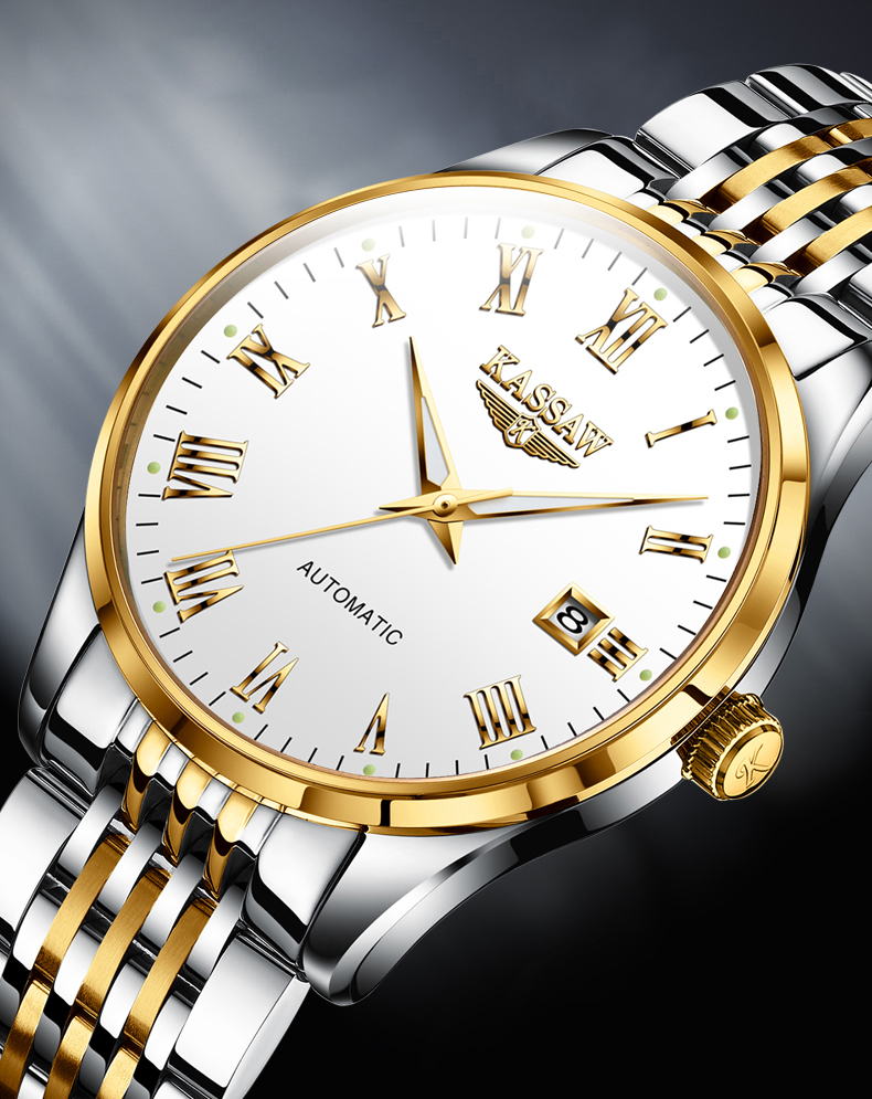 卡梭kassaw男士手表全自动机械表男表商务系列薄款防水夜光男士手表