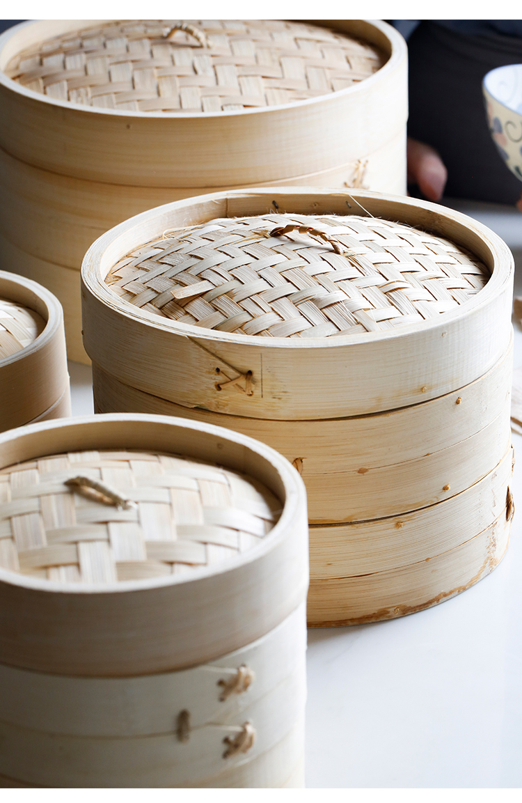 蓝莲花家用小笼包竹制蒸笼商用大小蒸馒头竹笼屉蒸包子饺子家庭装