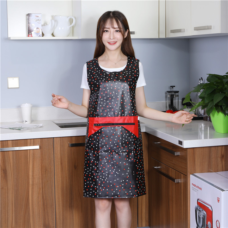 皮围裙防水防油软皮家用厨房女时尚大人马甲男工作背心式皮革坎肩升级