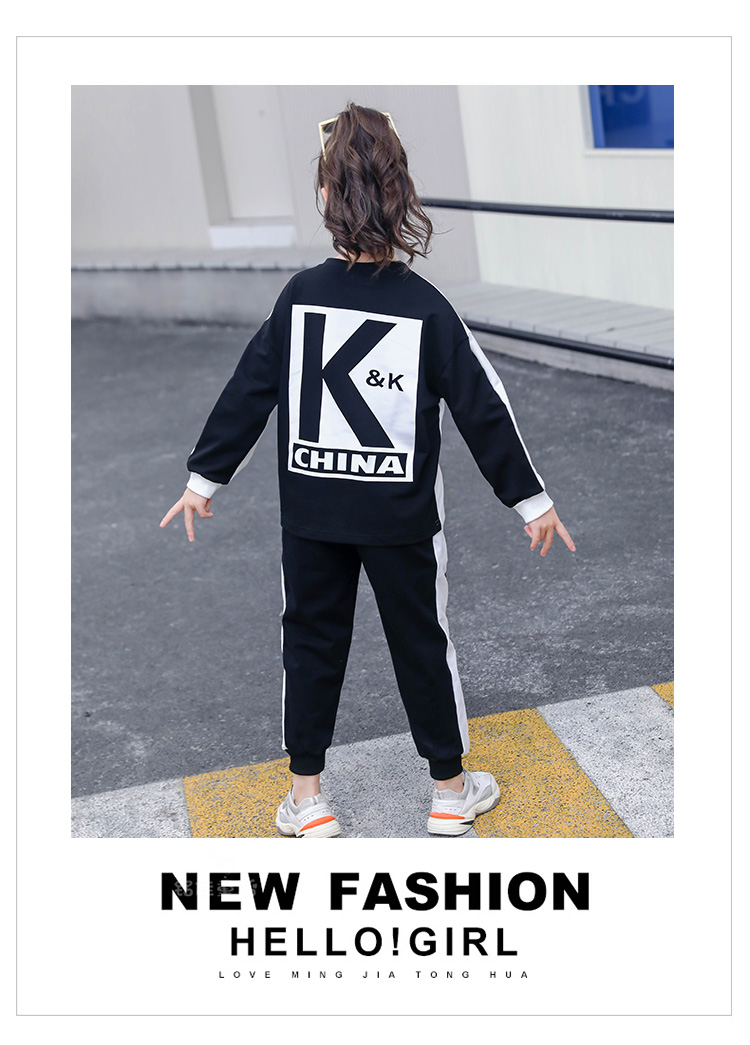 女童秋装新款kk战队秋款12岁儿童款洋气kk队服童装春秋套装10