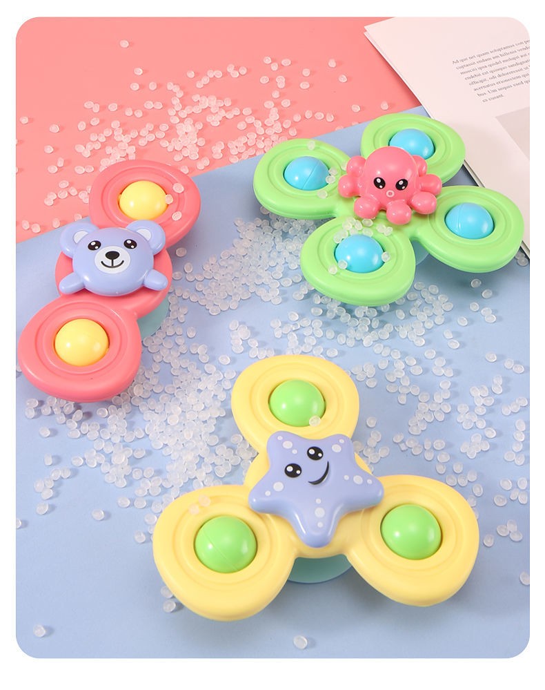 餐桌椅旋转海洋转转乐宝宝指尖陀螺旋转会动的花朵吸盘洗澡玩具团购