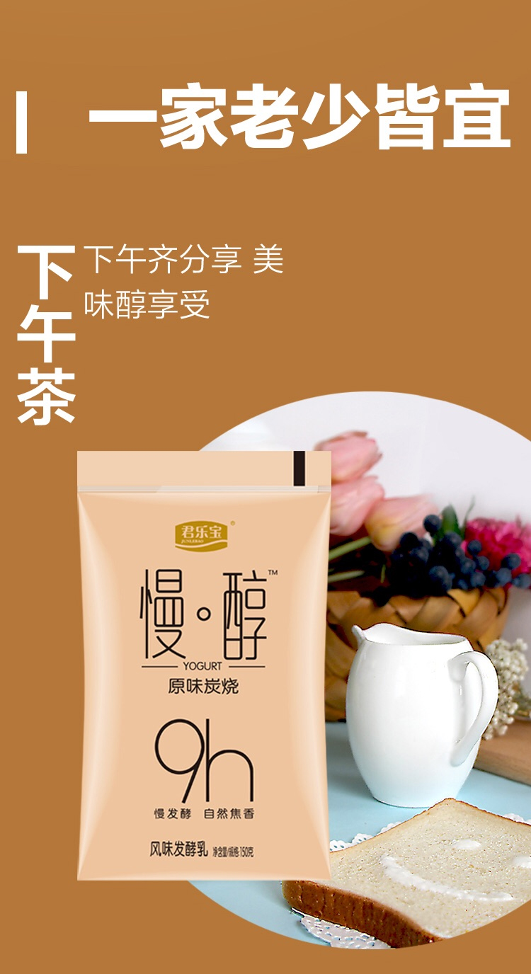 君乐宝慢醇炭烧风味低温酸奶酸牛奶160g*12袋
