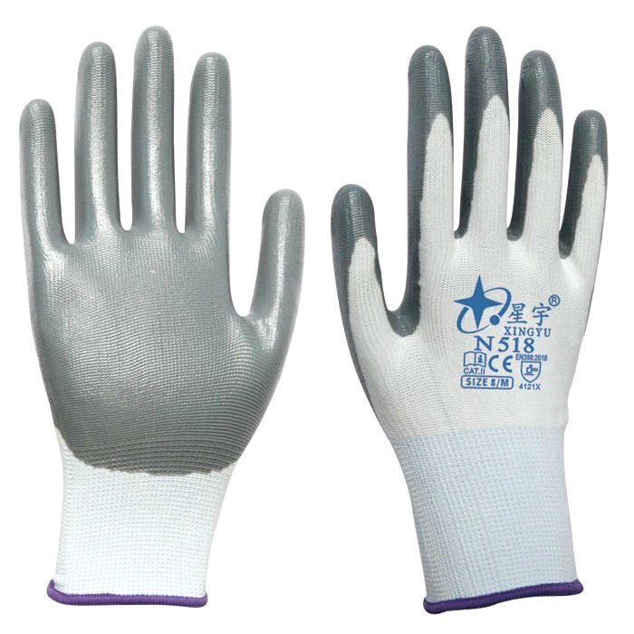 《星宇n528胶皮手套劳保耐磨耐油防滑工作干活涂胶防水防油手套 红宇