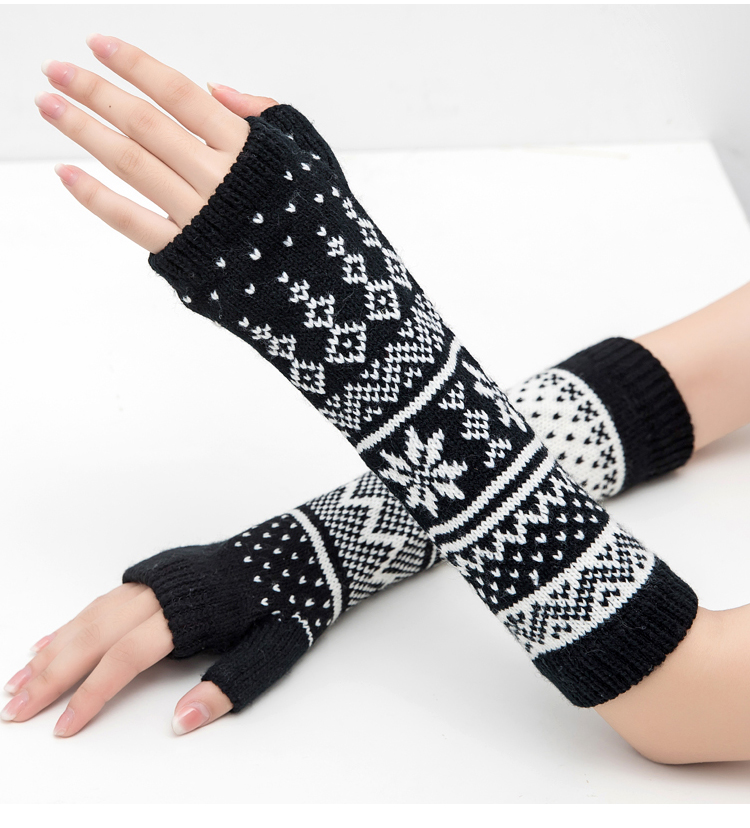 手臂套袖套女秋冬季长款露指半指手套针织加厚保暖毛线假袖子护臂
