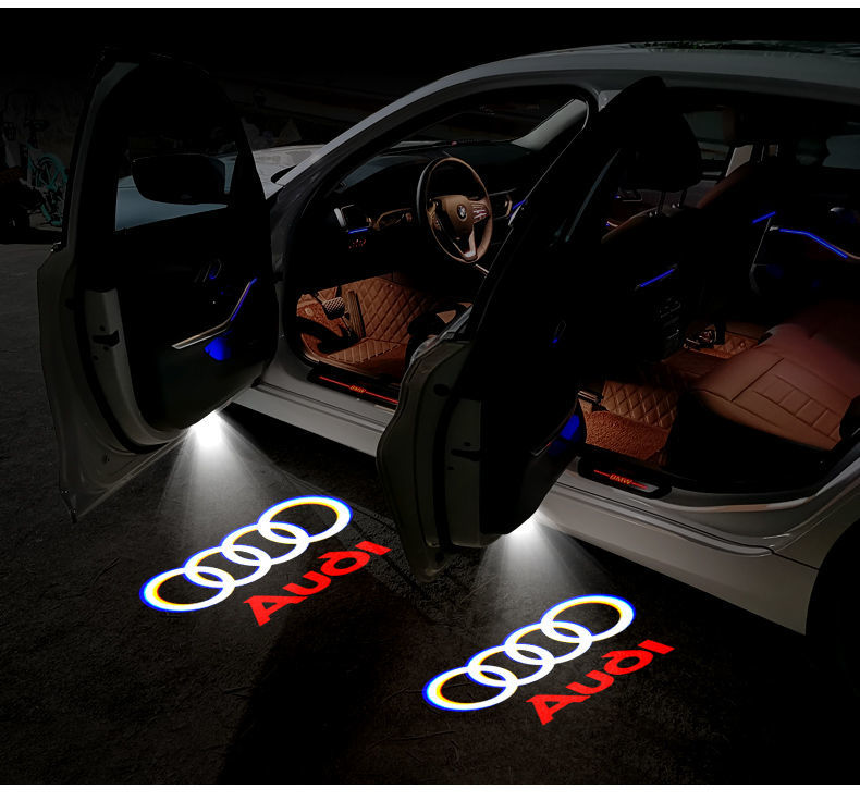 奥迪迎宾灯q5q7q3a3a6la5a7a8a4l改装车门镭射投影氛围灯奥迪原标单个