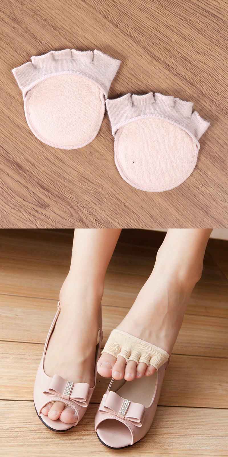袜脚垫分趾袜夏季海绵第吸汗减震隐形露脚趾棉夏袜套女 费琳短袜袜子
