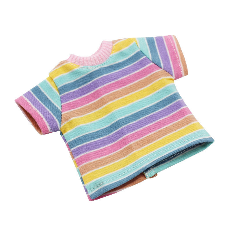 休闲短袖6分bjd彩虹条纹短袖夏日休闲上衣六分bjd娃衣深色彩色