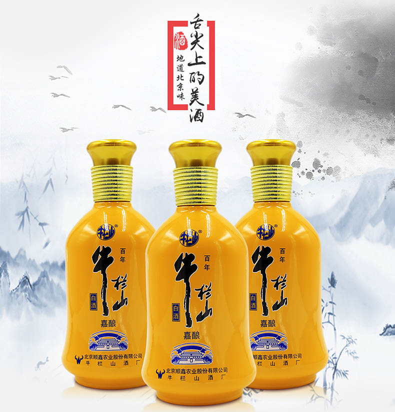 百年牛栏山二锅头白酒 45度黄瓷 嘉酿 500ml ×6瓶 浓香型白酒 整箱装