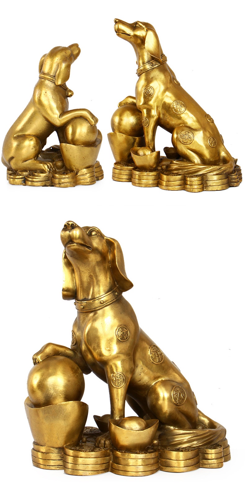 礼氏嘉装饰摆件 礼氏嘉铜生肖狗摆件金钱狗守财狗家