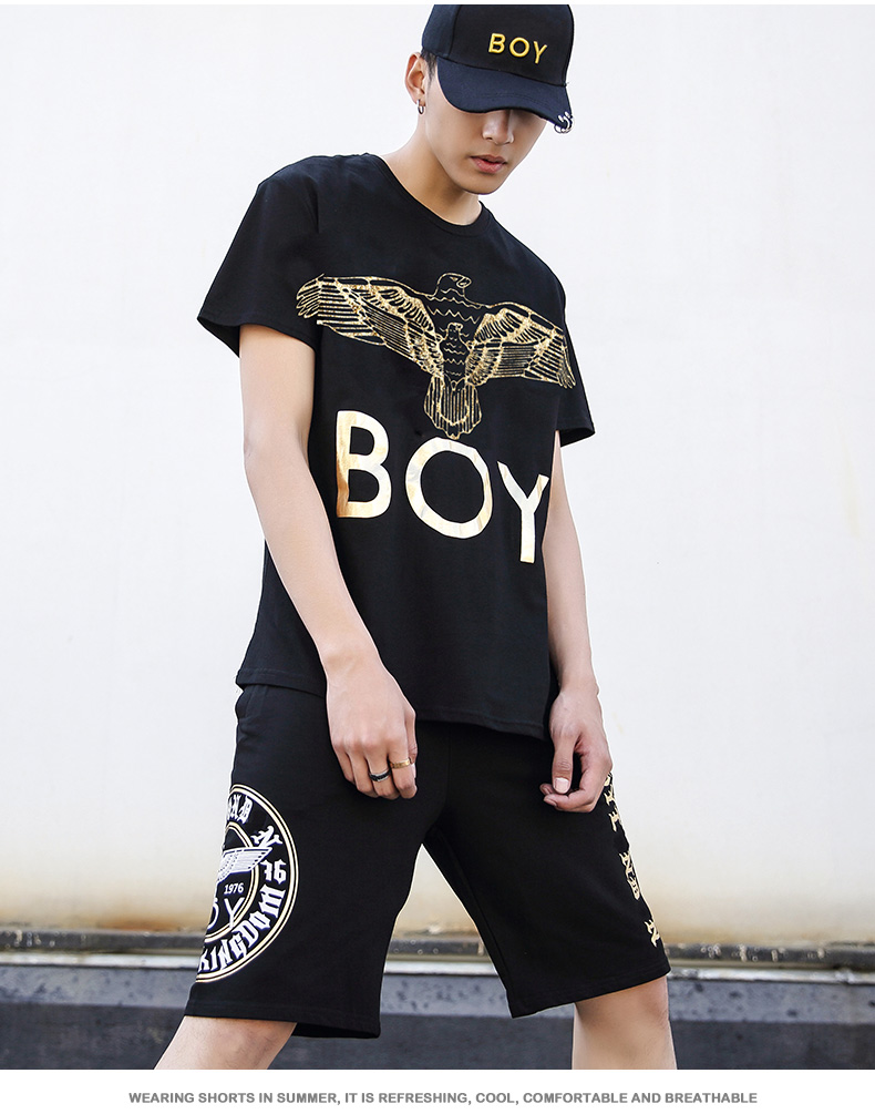 世纪男孩century boy短袖t恤男夏季大码男士一套装加肥加大胖子宽松体