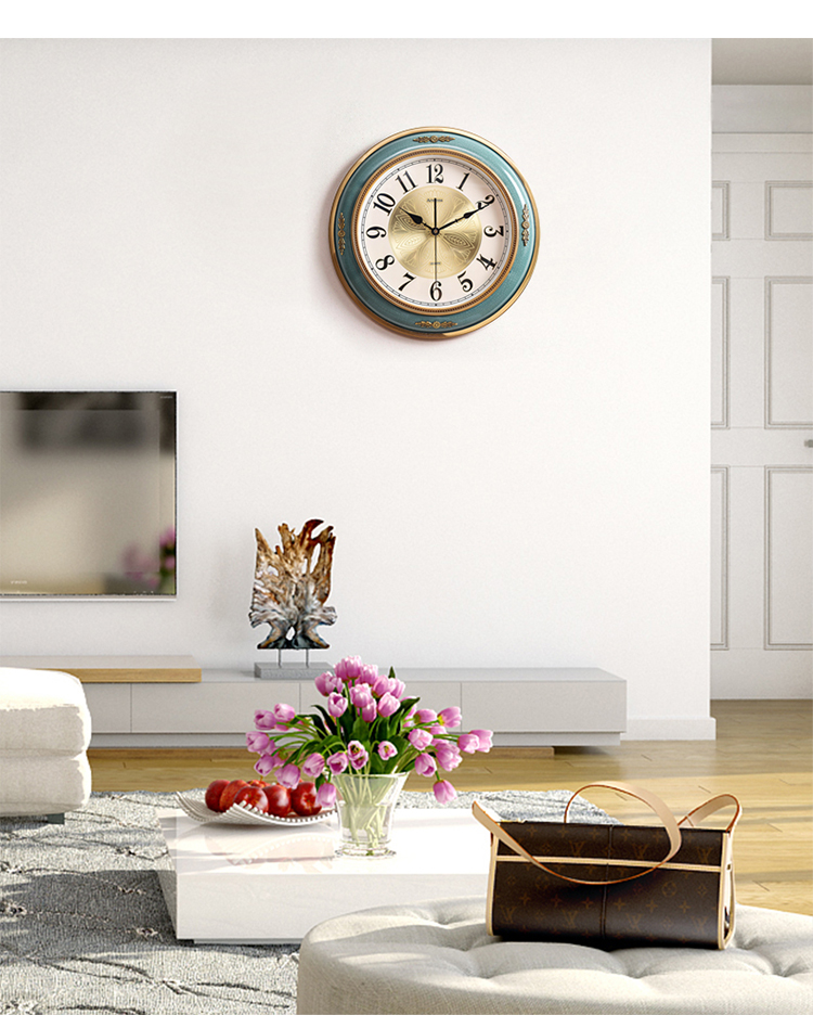 khzn 美式墙上挂钟时尚家用轻奢挂表高档客厅大气时钟欧式豪华挂壁