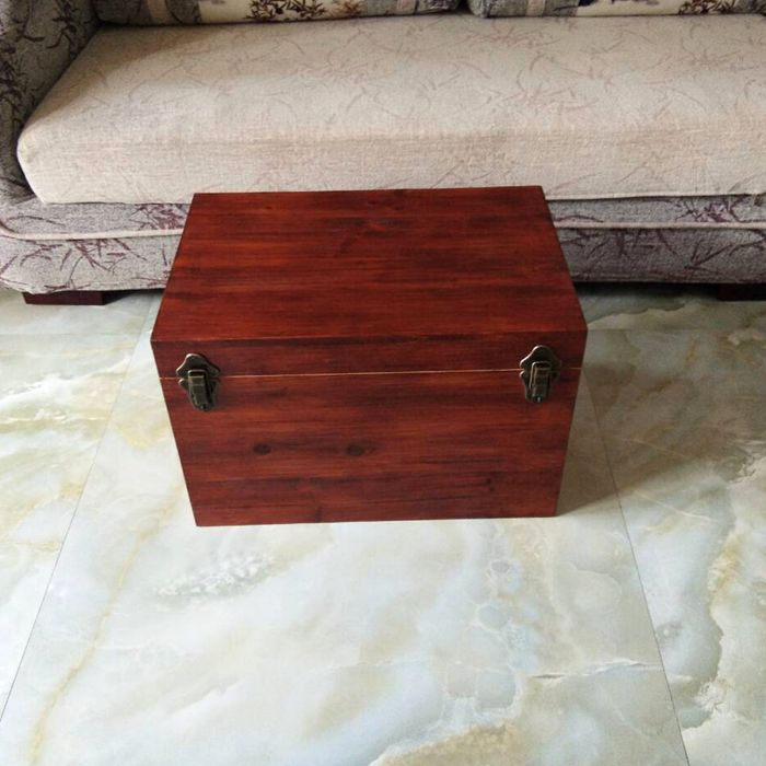复古红色嫁妆箱实木储物木箱子收纳箱衣物整理箱药箱化妆箱定做老式