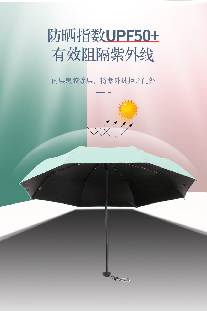 天堂伞防晒防紫外线黑胶遮阳伞三折两用晴雨伞男女简约折叠太阳伞