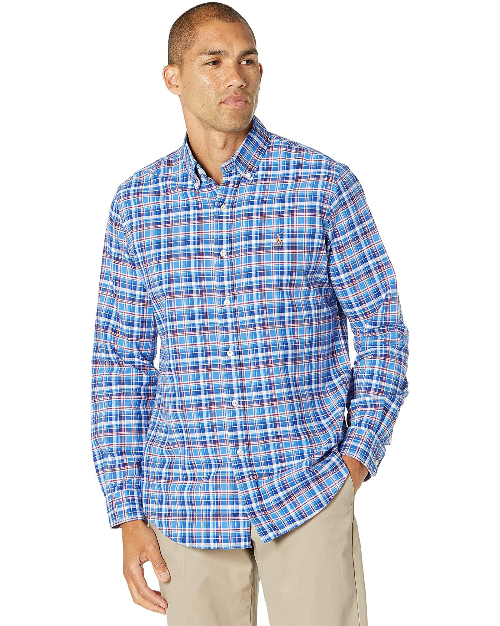 ralph lauren拉夫劳伦长袖衬衫男 翻领经典方格纹上衣西装打底衬衣