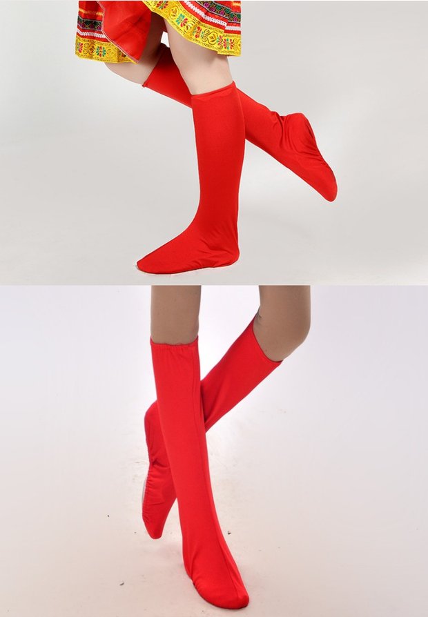 水兵舞鞋套成人红色藏族袜套蒙古弹力靴套黑色花纹广场舞脚套jing