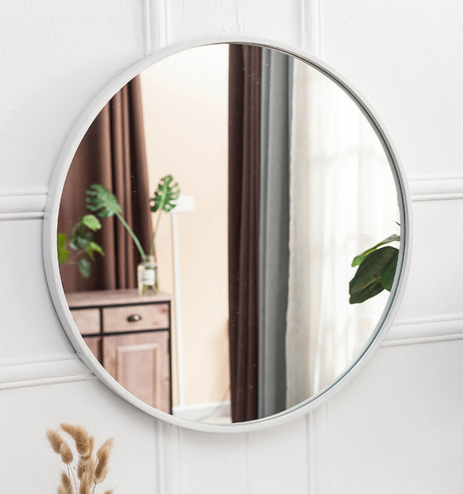 欧式铁艺壁挂镜圆形镜子化妆镜试衣镜浴室镜装饰镜挂镜圆镜创意镜泰