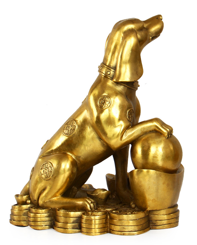 礼氏嘉装饰摆件 礼氏嘉铜生肖狗摆件金钱狗守财狗家